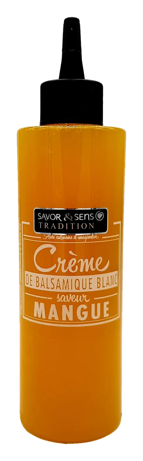 Crema de balsámico blanco sabor mango