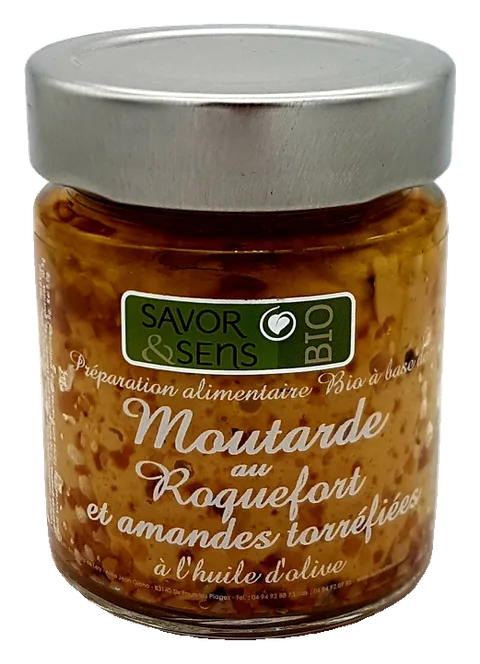 Moutarde au Roquefort et amandes torréfiées à l’huile d’olive Petit pot