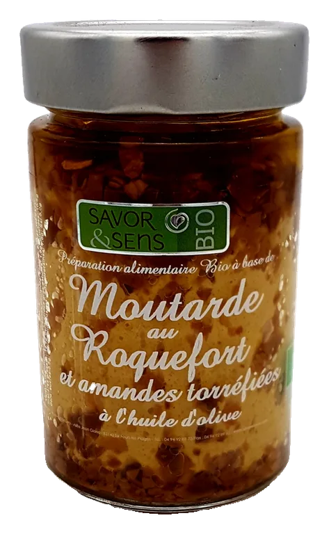 Moutarde au Roquefort et amandes torréfiées à l’huile d’olive Petit pot