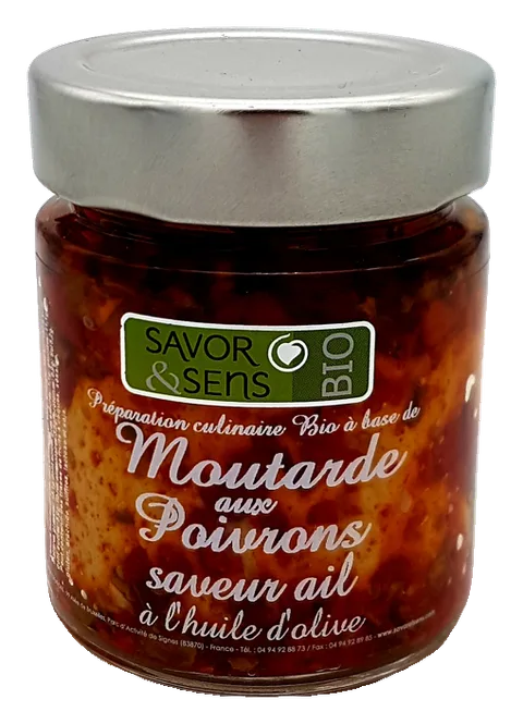 Moutarde aux Poivrons saveur ail à l’huile d’olive Petit pot