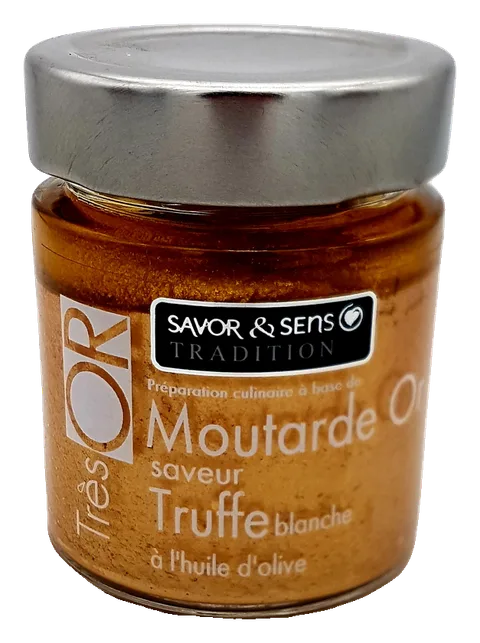 Moutarde Or saveur Truffe blanche à l’huile d’olive Petit pot