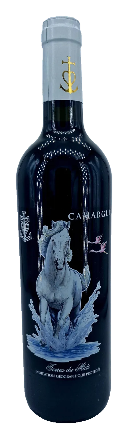 Rotwein Terre du Midi Mas des Jeux (Motiv Pferd)
