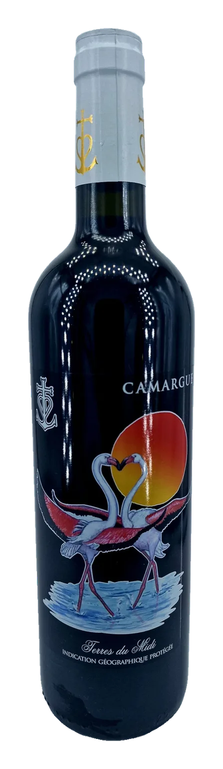 Rotwein Terre du Midi Mas des Jeux (Motiv Flamingo)